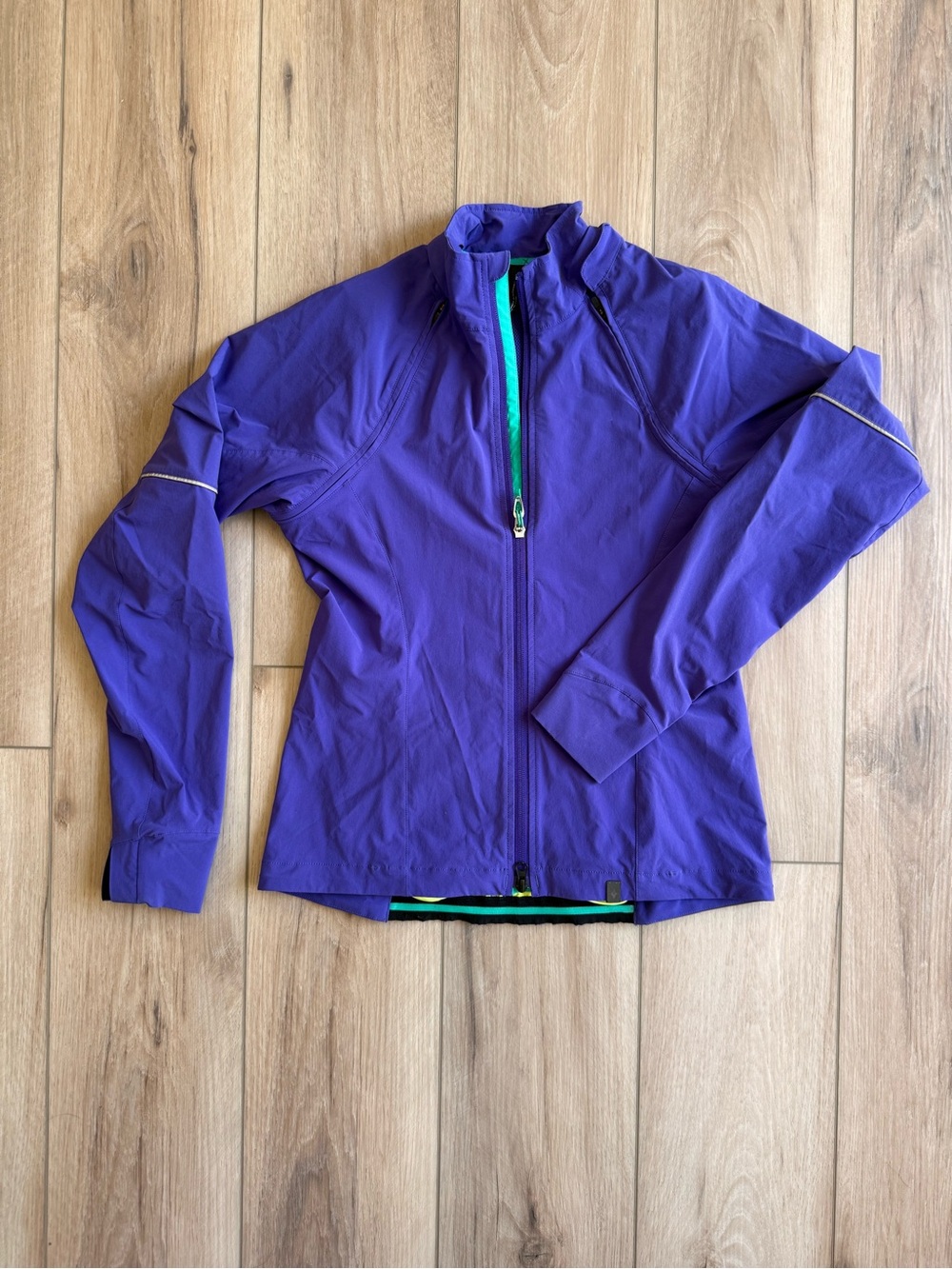 Specialized Purple Full-Zip Cycling Jacket with Teal Trim and Removable Sleeves